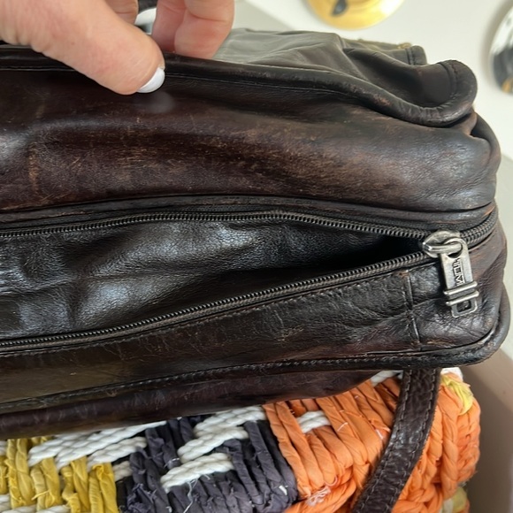 TUMI Alpha Brown Leather Soft Expandable Brief Travel Briefcase w/Shoulder Strap - Picture 9 of 16
